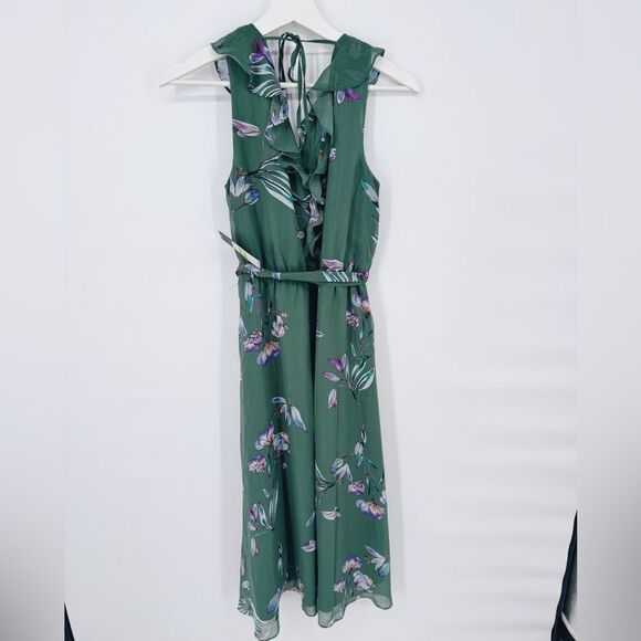 Rachel Roy Green Floral Dress July Sage Combo High Low Hem Medium NWT - Picture 3 of 11